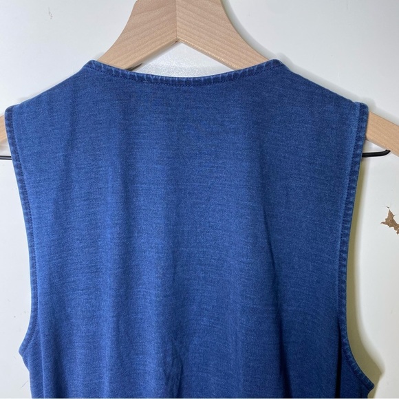 WHBM V neck Wrap Dress Sleeveless Hardware Blue 8 - Picture 5 of 7